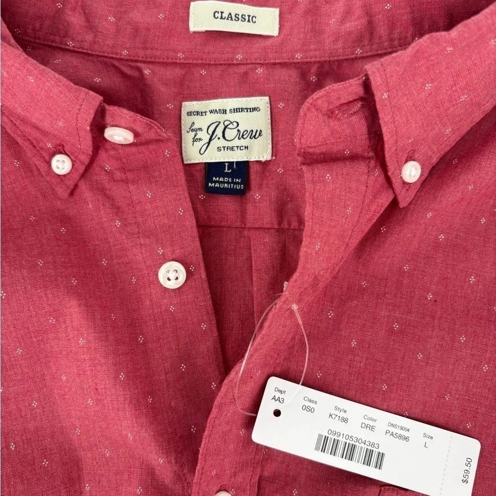 J Crew Pink Mini Pattern Button Front Shirt Mens‎ L